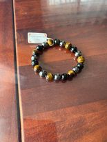 Bracelet triple protection Obsidienne noir, Hématite et Oeil de tigre Taille des perles 8mm