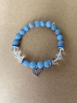 Bracelet Angélite et Cristal de roche Pierre des Anges taille des perles 8mm